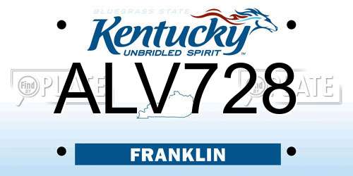 ALV728 Kentucky License Plate