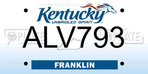 ALV793 Kentucky License Plate