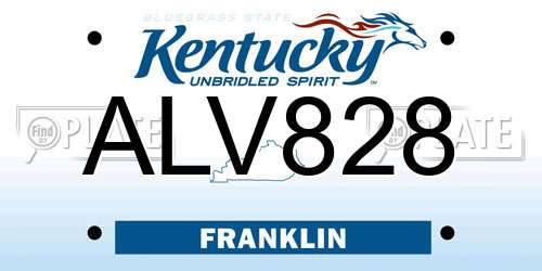 ALV828 Kentucky License Plate