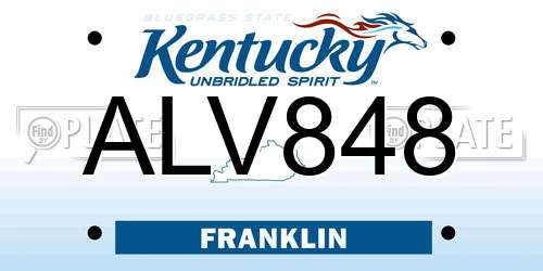 ALV848 Kentucky License Plate