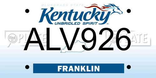 ALV926 Kentucky License Plate