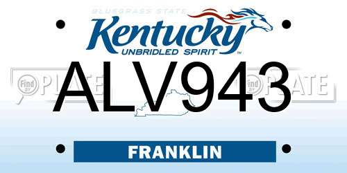 ALV943 Kentucky License Plate