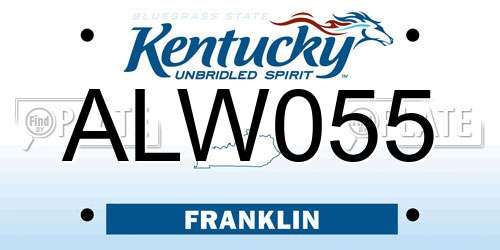 ALW055 Kentucky License Plate