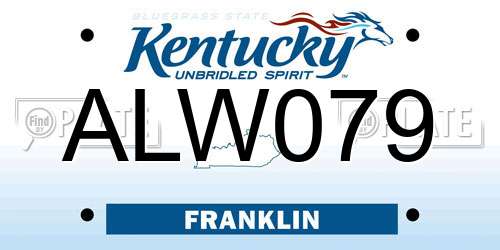 ALW079 Kentucky License Plate
