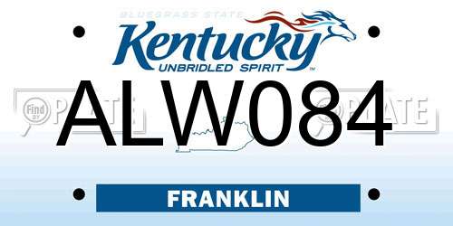ALW084 Kentucky License Plate