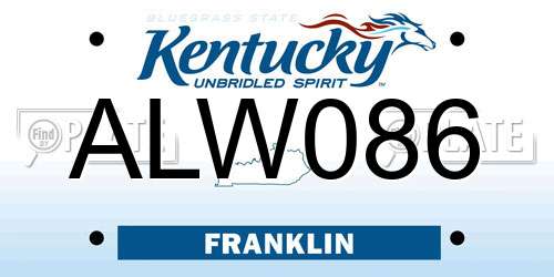 ALW086 Kentucky License Plate