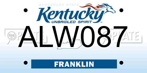 ALW087 Kentucky License Plate