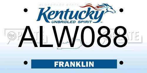 ALW088 Kentucky License Plate