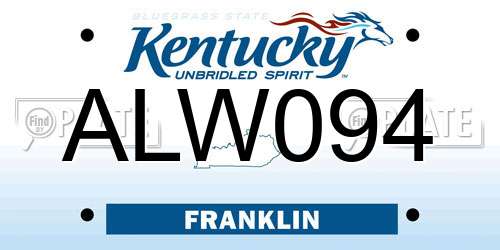 ALW094 Kentucky License Plate