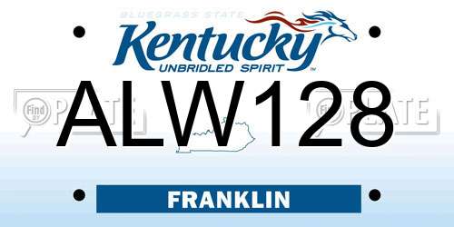 ALW128 Kentucky License Plate