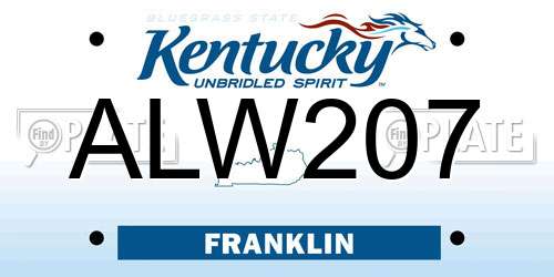 ALW207 Kentucky License Plate
