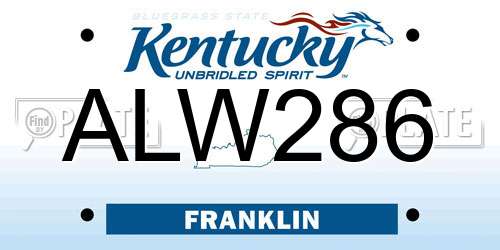 ALW286 Kentucky License Plate