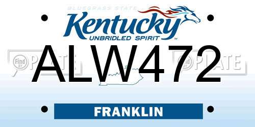 ALW472 Kentucky License Plate