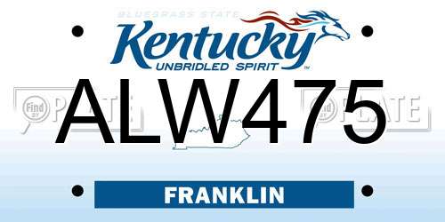 ALW475 Kentucky License Plate