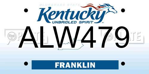 ALW479 Kentucky License Plate