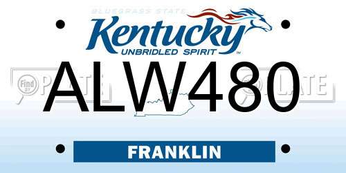 ALW480 Kentucky License Plate
