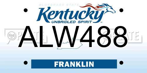 ALW488 Kentucky License Plate