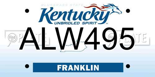 ALW495 Kentucky License Plate