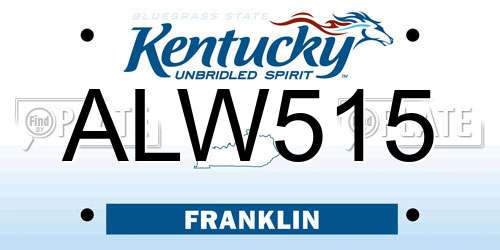 ALW515 Kentucky License Plate