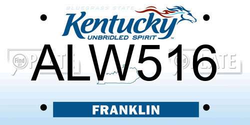 ALW516 Kentucky License Plate