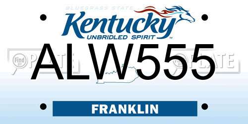 ALW555 Kentucky License Plate