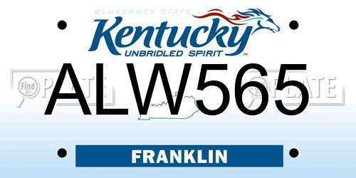 ALW565 Kentucky License Plate