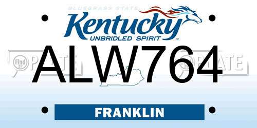 ALW764 Kentucky License Plate