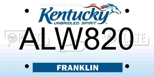ALW820 Kentucky License Plate