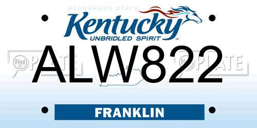 ALW822 Kentucky License Plate
