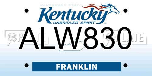 ALW830 Kentucky License Plate