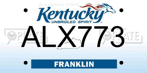 ALX773 Kentucky License Plate