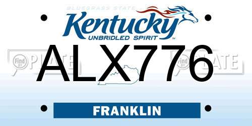 ALX776 Kentucky License Plate