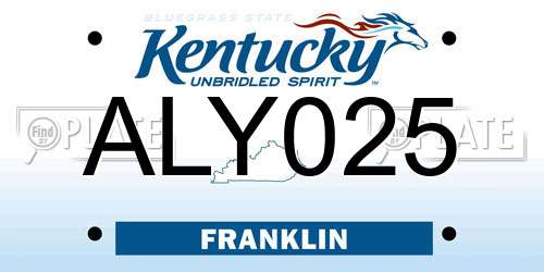 ALY025 Kentucky License Plate