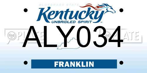 ALY034 Kentucky License Plate