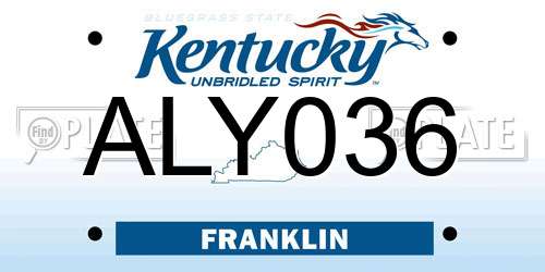 ALY036 Kentucky License Plate