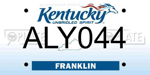ALY044 Kentucky License Plate