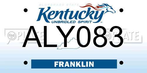ALY083 Kentucky License Plate