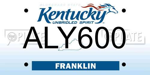 ALY600 Kentucky License Plate