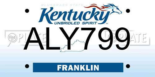 ALY799 Kentucky License Plate