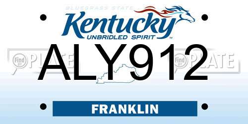 ALY912 Kentucky License Plate