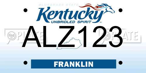 ALZ123 Kentucky License Plate