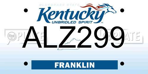 ALZ299 Kentucky License Plate