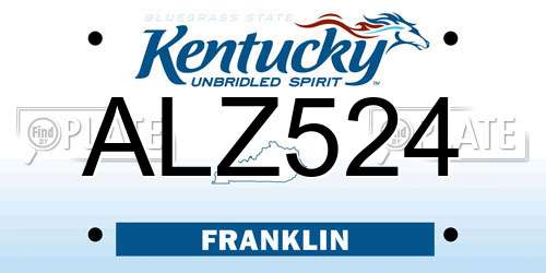 ALZ524 Kentucky License Plate