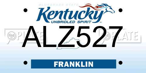 ALZ527 Kentucky License Plate