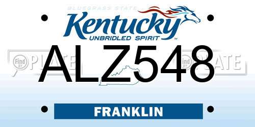 ALZ548 Kentucky License Plate