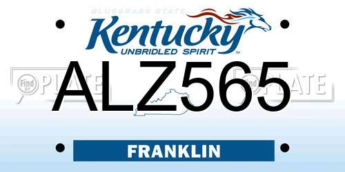 ALZ565 Kentucky License Plate