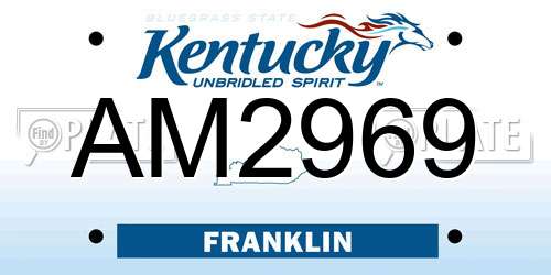 AM2969 Kentucky License Plate