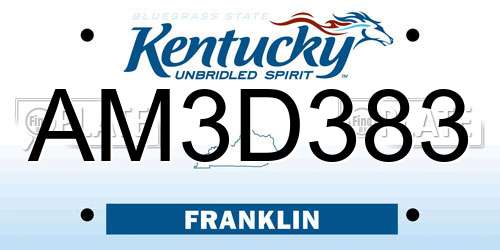 AM3D383 Kentucky License Plate
