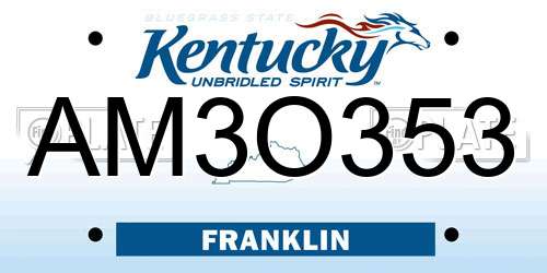 AM3O353 Kentucky License Plate