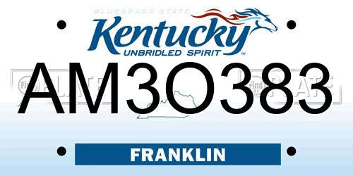 AM3O383 Kentucky License Plate